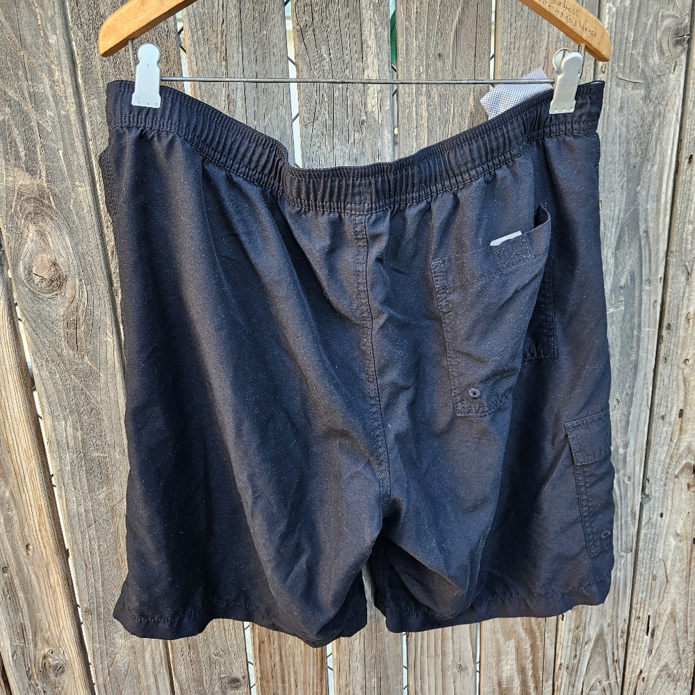 Merona Men's Black Drawstring Cargo Swim Shorts Size L - Picture 13 of 16